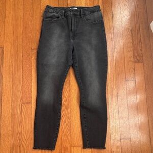 Good American size 12 / 31 Dark Gray Distressed Skinny Fray Denim Jeans